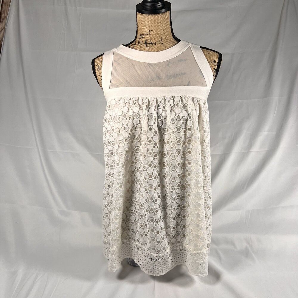 White Crochet Look Boho Tank Women’s Size L